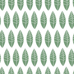 Wall Mural - Graphic leaves Seamless pattern. Hand drawn vector illustration. Nature Wrapping paper. Spring ornament. 