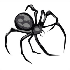 Wall Mural - Spider on white background. Isolated illustration for sticker, print. Spider for tattoo. Cartoon illustration of tarantula or ghost, spook, horror.  Image for Halloween. Wildlife. Vector. 