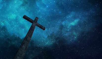 Wall Mural - Cross and night sky