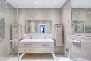 Russia,Moscow region - bathroom interior in new luxury country house