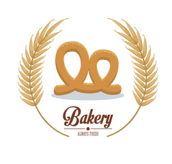 Sticker - bakery pretzel premium quality label vector illustration eps 10