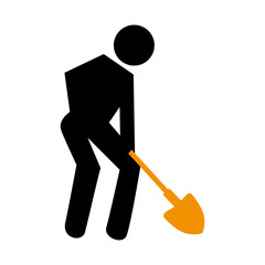 Wall Mural - silhouette pictogram male with shovel vector illustration