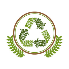 Poster - green symbol recycle reuse reduce icon, vector illustration