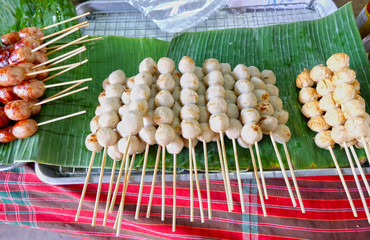 Thai stick meat ball, street food