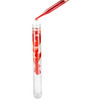 Pipette dropping a sample into a test tube on white background