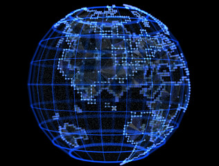 Wall Mural - Digital planet telecommunications networks of global internet.