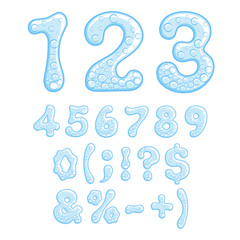 Aufkleber - Numbers and symbols of sparkling water. Vector isolated objects. 