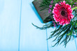 Gerbera flower, frame for mothers day, women's day, wedding invitation
