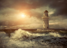 Lighthouse On The Sea Under Sky