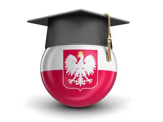 Poster - Graduation cap and Polish flag. Image with clipping path