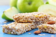 Cereal bars of granola with apples, nuts and honey