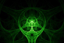 Green Circular Spike Shape Design. Abstract Background. Isolated On Black Background.