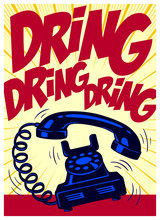 Retro Phone Ringing Loudly Vintage Telephone Pop Art Comic Book Style Vector Illustration