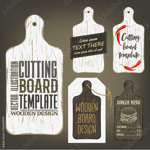Fotografie, Obraz Wood cutting board template with usage examples