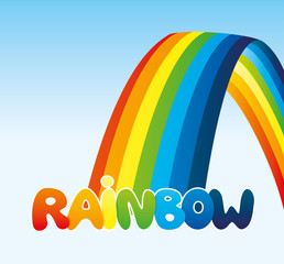 Wall Mural - Rainbow in the blue sky.