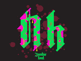 Wall Mural - Acid zombie gothic font