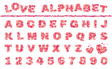 Set Of Heart Filled Letters, Love Alphabet For Valentine's Day