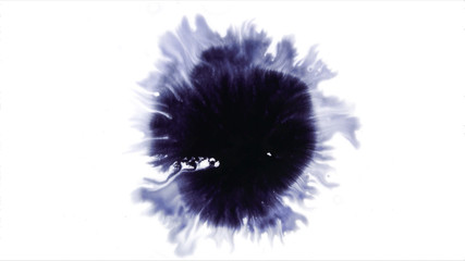beautiful watercolor ink drops on white paper, paint bleed bloom, with black circle organic flow exp