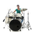 © ahavelaar - brunette brazilian woman plays the drums in studio