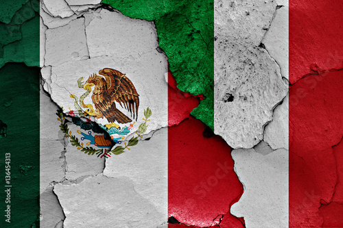 Flags Of Mexico And Italy Painted On Cracked Wall Stock Photo Adobe Stock
