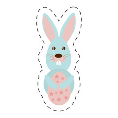 Poster - Easter rabbit with egg icon image, vector illustration