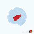 Map icon of Afghanistan. Blue map of South Asia with highlighted Afghanistan