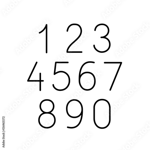 Numbers Numerals Line Icons Set Black On White Background Buy