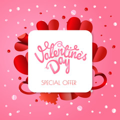 Aufkleber - Abstract paper origami valentines special offer banner. Vector p