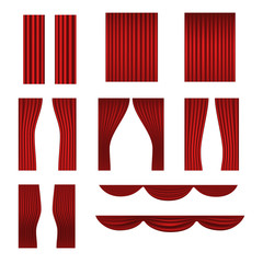 Sticker - Different stage red curtains vector collection