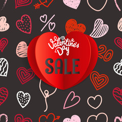 Aufkleber - Valentines Day special offer card. Different Valentines day hand