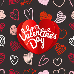 Aufkleber - Valentines Day greeting card. Different Valentines day hand-draw