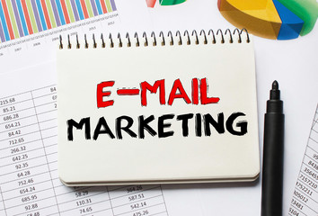 Poster - Notebook with Toolls and Notes about E-mail Marketing,concept