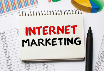 Poster - notebook with toolls and notes about internet marketing