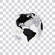 American Continent isolated on transparent background. Earth. Globe. Monochrome World map Vector Illustration