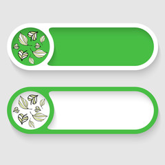 Poster - Set of two vector abstract buttons and leaves icon