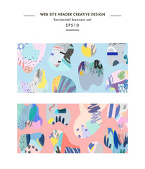  Abstract creative headers. Modern artistic background. Contemporary graphic design