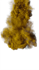Poster - yellow thick smoke on a white background isolated