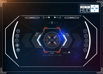 Poster - HUD background. dashboard spacecraft. The sight is fantastic. Futuristic user interface. Abstract future, concept vector futuristic blue virtual graphic.