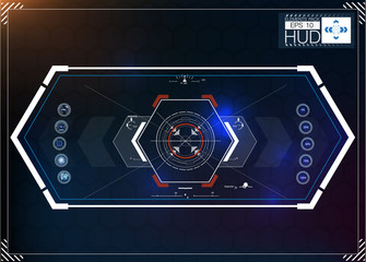 Poster - HUD background. dashboard spacecraft. The sight is fantastic. Futuristic user interface. Abstract future, concept vector futuristic blue virtual graphic.