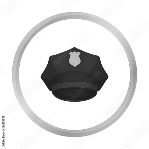 Police cap icon in monochrome style isolated on white background. Hats ...