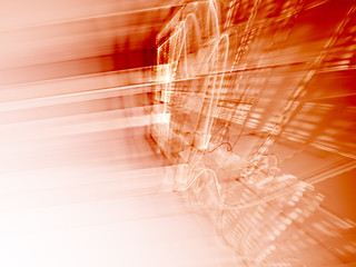 Aufkleber - Abstract background element. Three-dimensional composition of wave shapes, grids and beams. Science and technology concept.Red and white colors.