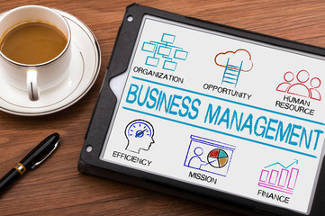 Wall Mural - business management concept chart on tablet pc