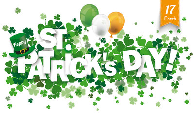 long card hat shamrocks happy st patricks day balloons