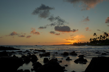 Poster - Sonnenuntergang an der Südküste von Kauai, Hawaii, USA.