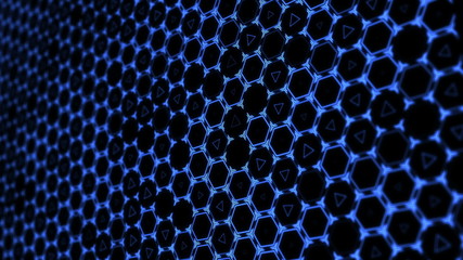 Poster - Hexagon technology background with depth of field. 3D rendered