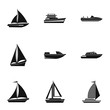 Boat icons set, simple style