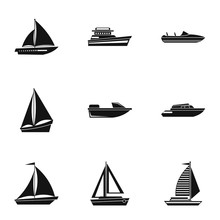 Boat Icons Set, Simple Style