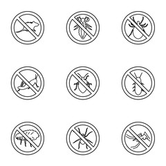 Wall Mural - Signs of insects icons set, outline style