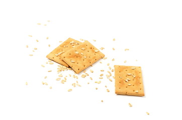 Cookies and grain on a white background