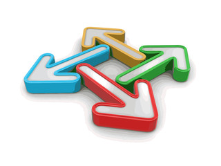 Poster - 3d image of arrows in different directions. Image with clipping path